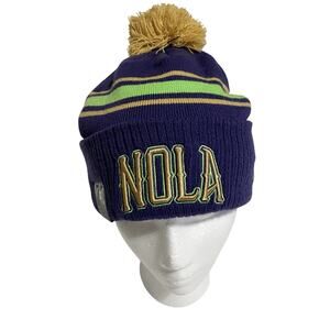 NBA Embroidered NOLA Cuffed Knit Hat Removable Pom New Era Multicolor NWT